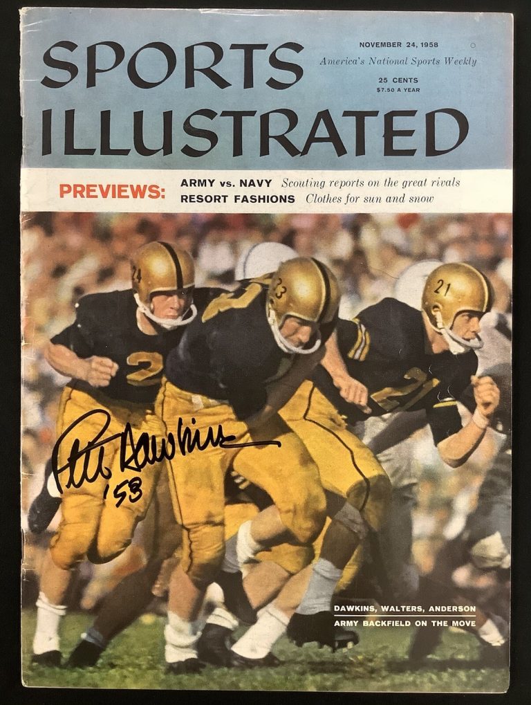 Pete Dawkins Signed Sports Illustrated 11/24/58 No Label Army Auto Heisman JSA