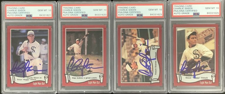 Charlie Sheen Signed Pacific Card Set Of 4 PSA/DNA Eight Men Out Auto Gem Mt 10
