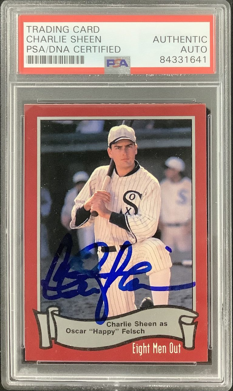 Charlie Sheen Signed Pacific #10 Baseball Card Eight Men Out Autograph PSA/DNA