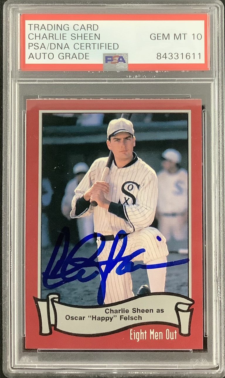 Charlie Sheen Signed Pacific #10 Baseball Card Eight Men Out PSA/DNA Auto Gem 10