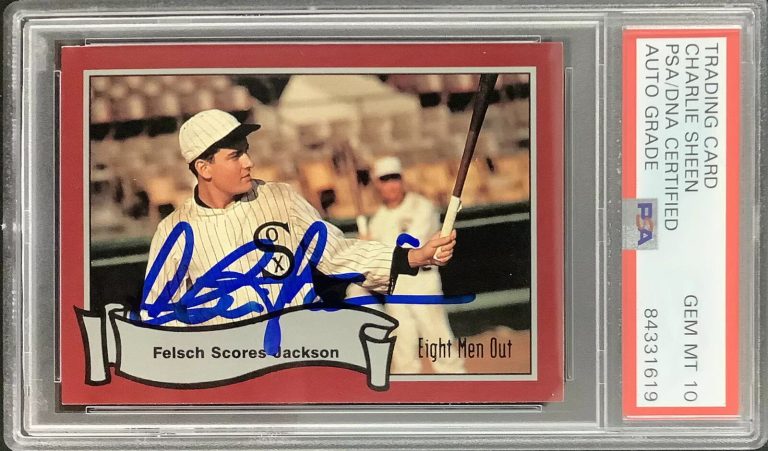 Charlie Sheen Signed Pacific #55 Baseball Card Eight Men Out PSA/DNA Auto Gem 10