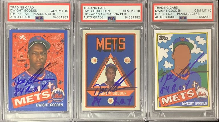 Doc Gooden Signed Topps Project 2020 Set Of 3 184, 106, 119 Mets PSA/DNA Auto 10