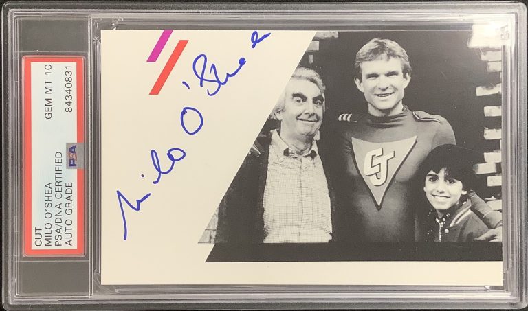 Milo O’Shea Signed Cut Page Once A Hero Captain Justice PSA/DNA Auto Gem Mt 10