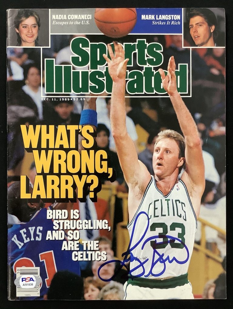 Larry Bird Signed Sports Illustrated 12/11/89 No Label Celtics HOF Auto PSA/DNA