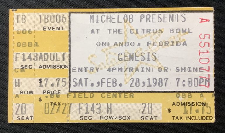 Genesis Ticket Stub 2/28/87 Vintage Michelob Presents At The Citrus Bowl Orlando