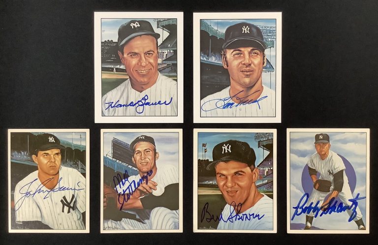 Lot of 6 Signed 1983 TCMA Cards Yankees Bauer Tresh Sain Skowron Mel +1 Auto TPG