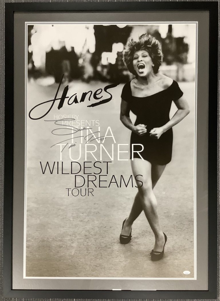 Tina Turner Signed Poster Hanes Wildest Dreams Tour Auto Ike Rock HOF JSA Framed
