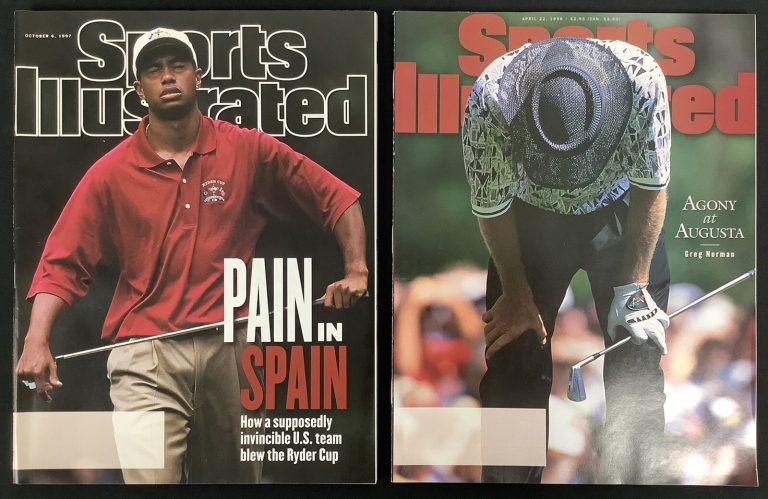 Tiger Woods Greg Norman Lot of 2 Sports Illustrated Agony Augusta Pain In Spain