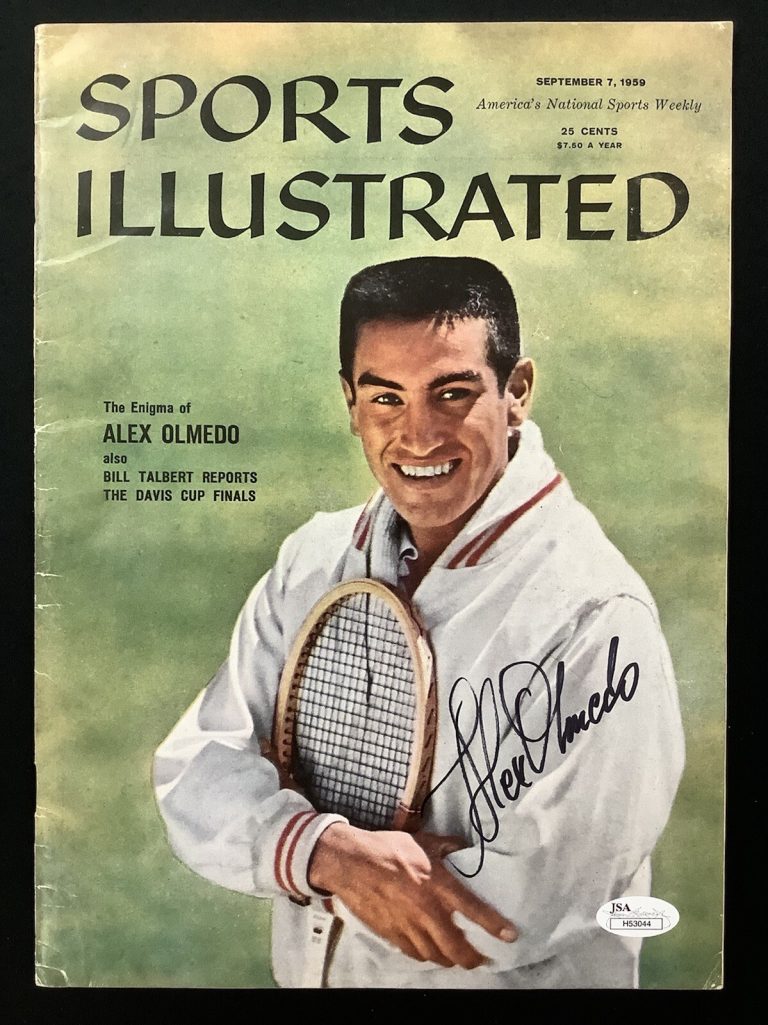 Alex Olmedo Signed Sports Illustrated 9/7/59 No Label Tennis Davis Cup Auto JSA