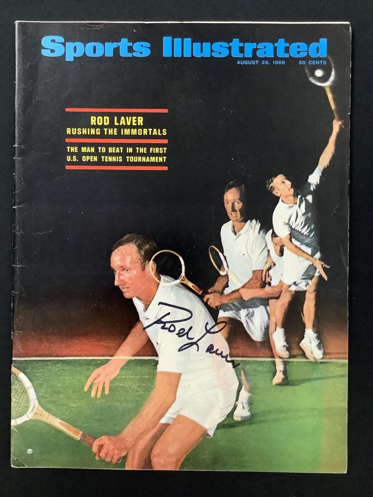 Rod Laver Signed Sports Illustrated 8/26/68 No Label Tennis US Open Cup Auto JSA