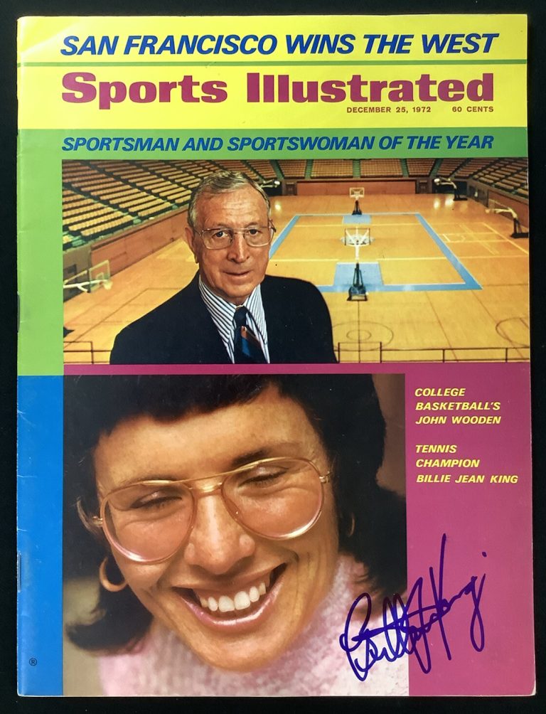 Billie Jean King Signed Sports Illustrated 12/25/72 No Label USOpen SOY Auto JSA