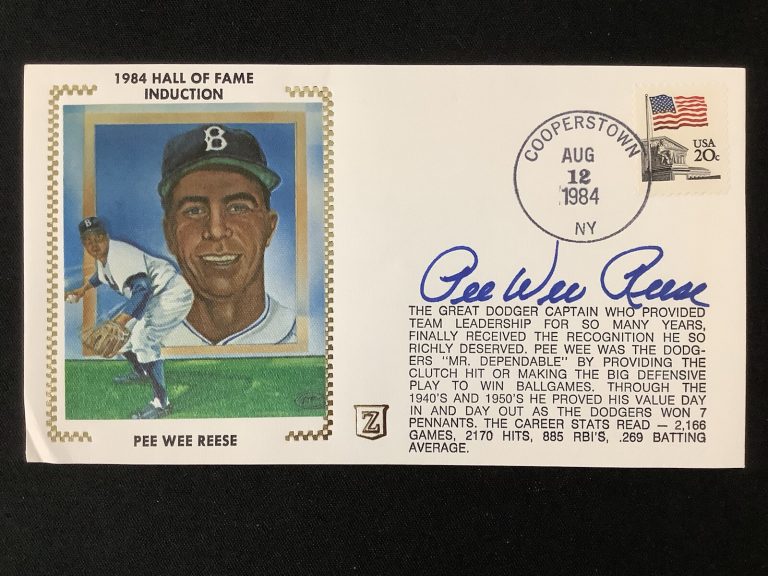 Pee Wee Reese Signed Gateway Cachet Silk Envelope FDC Dodgers Auto HOF 1984 TPG
