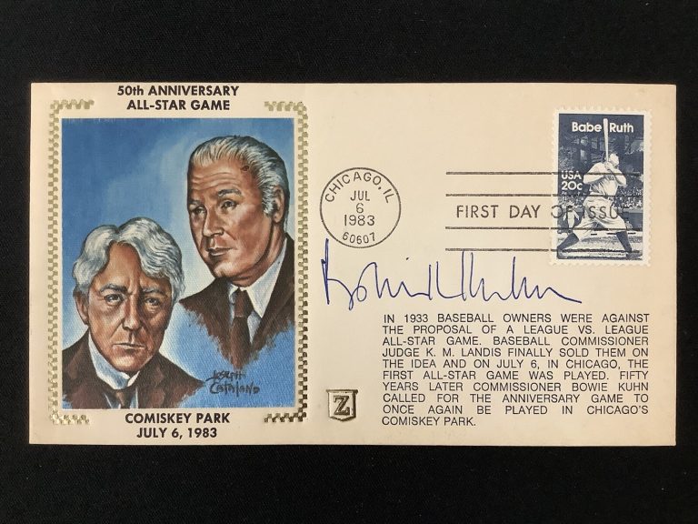 Bowie Kuhn Signed Gateway Cachet Z Silk Envelope FDC Commiss Auto 1983 ASG TPG