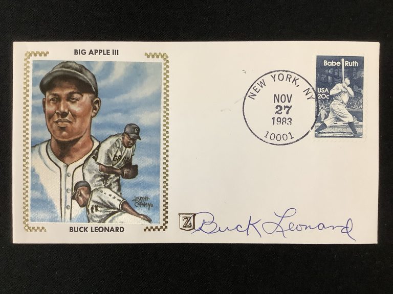Buck Leonard Signed Gateway Cachet Z Silk Envelope FDC Negro League Auto HOF TPG