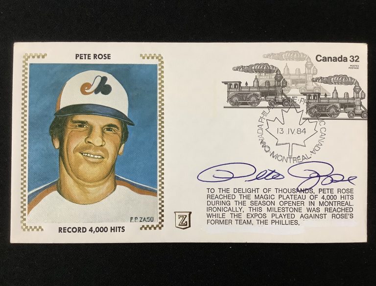 Pete Rose Signed Gateway Cachet Z Silk Envelope FDC 1984 Expos Reds Auto TPG