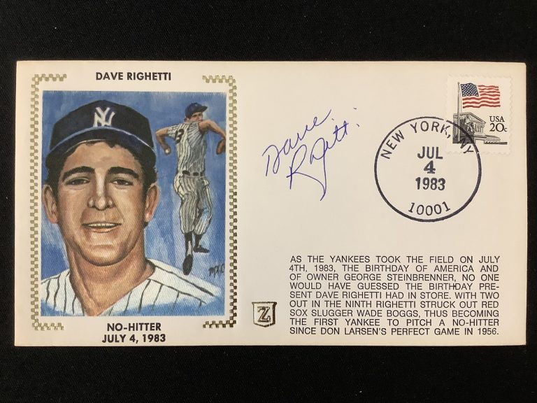 Dave Righetti Signed Gateway Cachet Z Silk Envelope FDC 1983 No Hitter Auto TPG