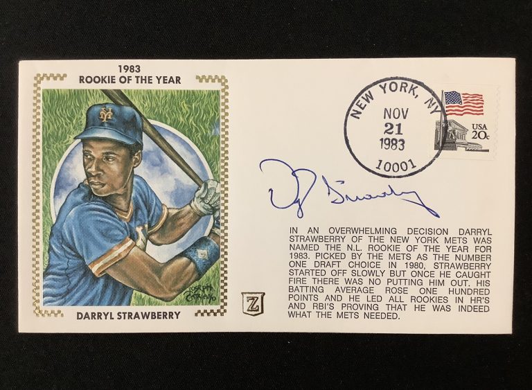 Darryl Strawberry Signed Gateway Cachet ZSilk Envelope FDC 1983 Met ROY Auto TPG