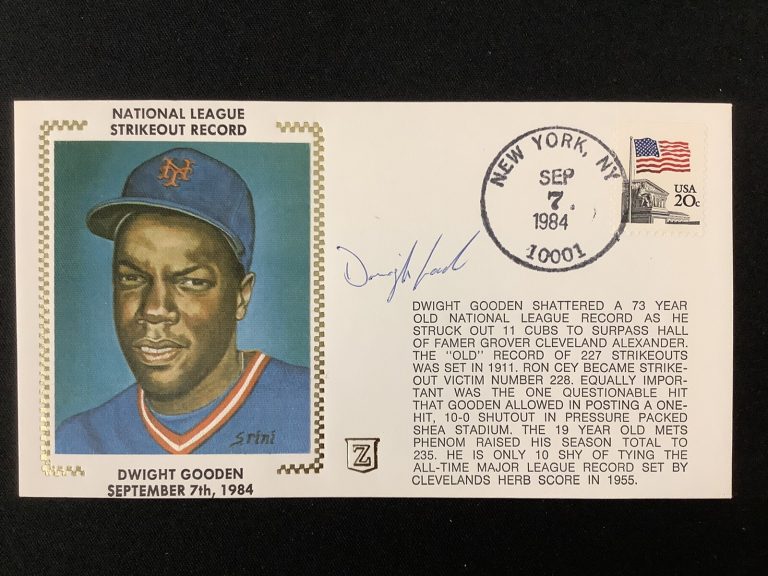 Doc Gooden Signed Gateway Cachet Z Silk Envelope FDC 1984 Mets Strike Auto TPG 1