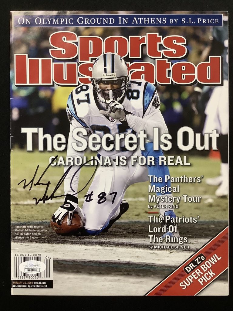 Muhsin Muhammad Signed Sports Illustrated 1/26/04 No Label Jaguars Autograph JSA