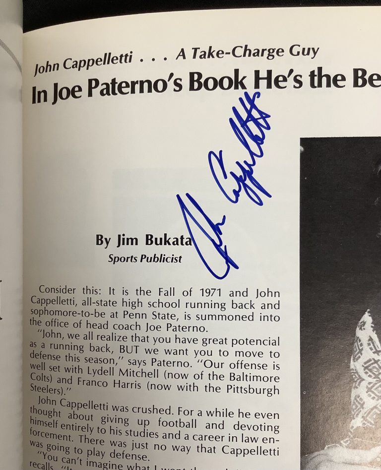 John Cappelletti Signed Program Bnai Brith NY 1/19/74 Football Ram Autograph TPG