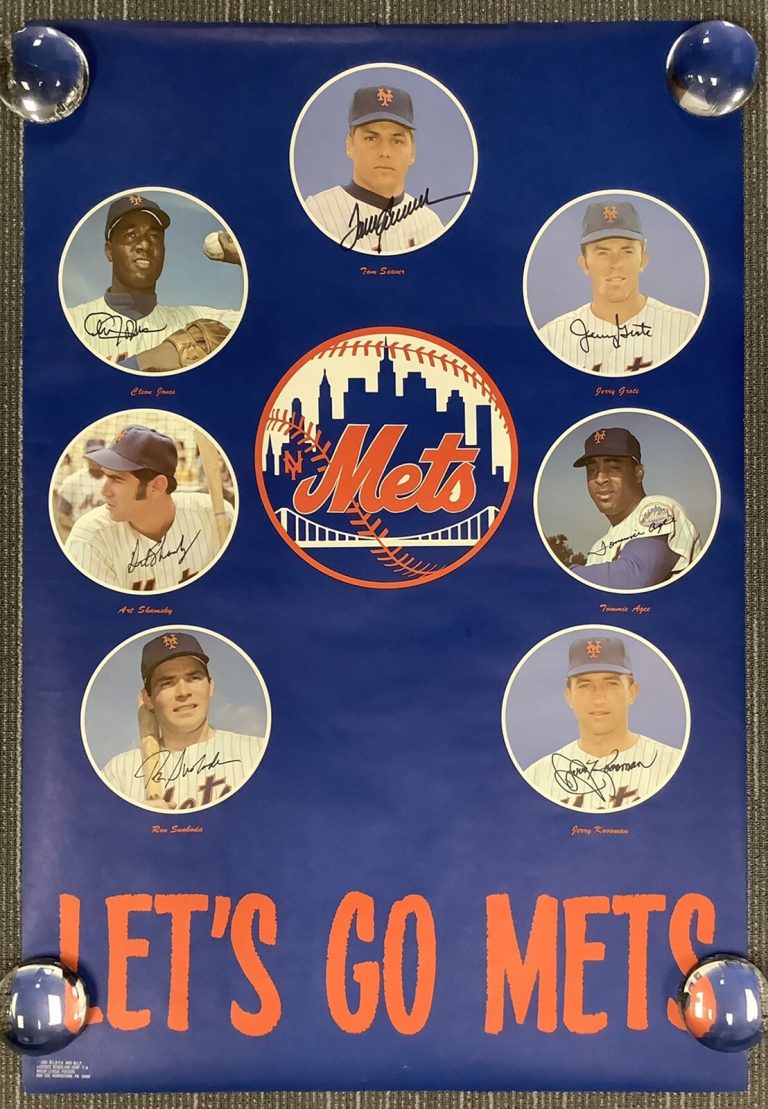 Tom Seaver Signed Poster 24x36 1969 Mets Baseball 7 Autographs Pristine JSA