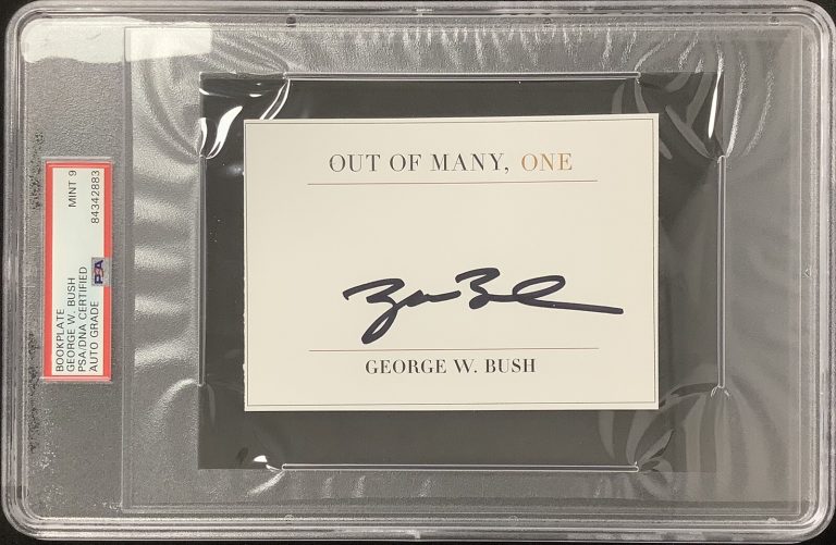 George W Bush Signed Bookplate 43rd President Out Of Many One PSA/DNA Auto Mint9