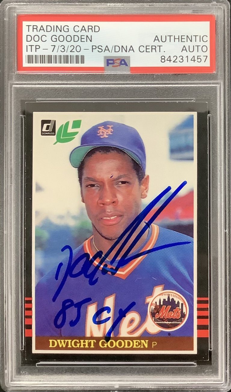 Dwight Gooden Signed 1985 Leaf #234 Baseball Card Rookie Mets Auto Cy PSA/DNA