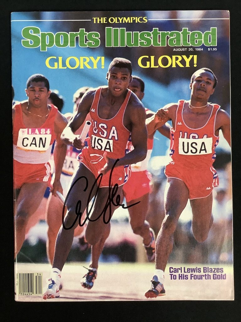 Carl Lewis Signed Sports Illustrated 8/20/84 NoLabel Olympics 1984 Gold Auto JSA
