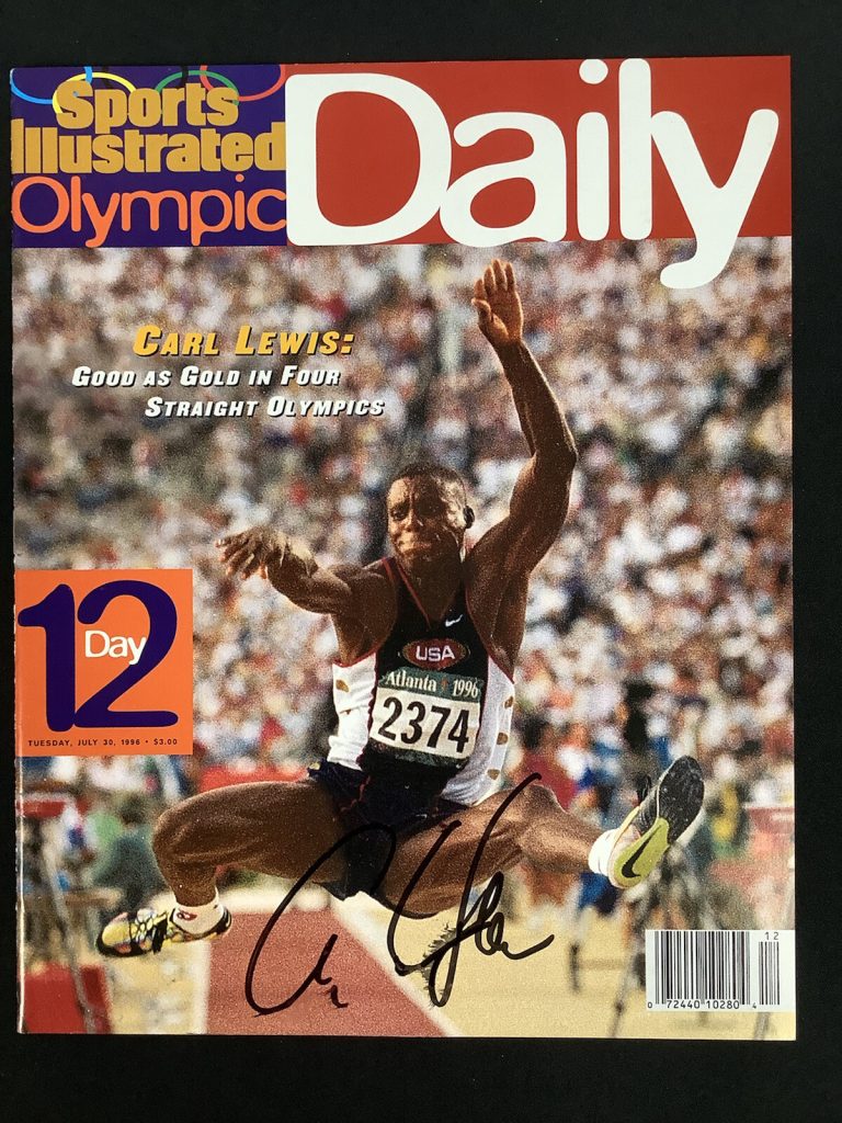 Carl Lewis Signed Sports Illustrated 7/30/96 No Label Olympics Daily 96 Auto JSA