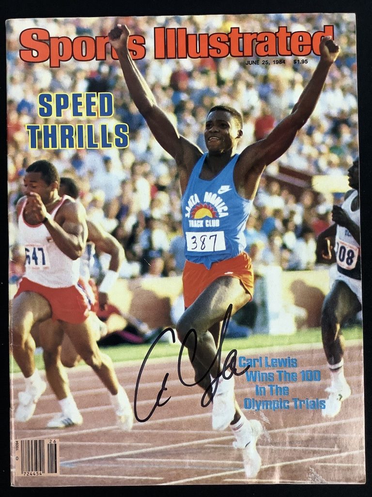 Carl Lewis Signed Sports Illustrated Mag 6/25/84 No Label Olympics Gold Auto JSA