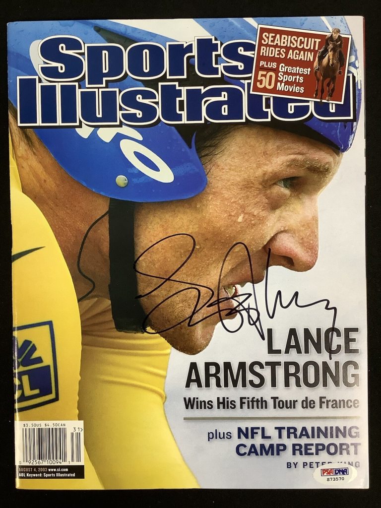 Lance Armstrong Signed Sports Illustrated 8/4/03 NoLabel Cycling Auto PSA/DNA