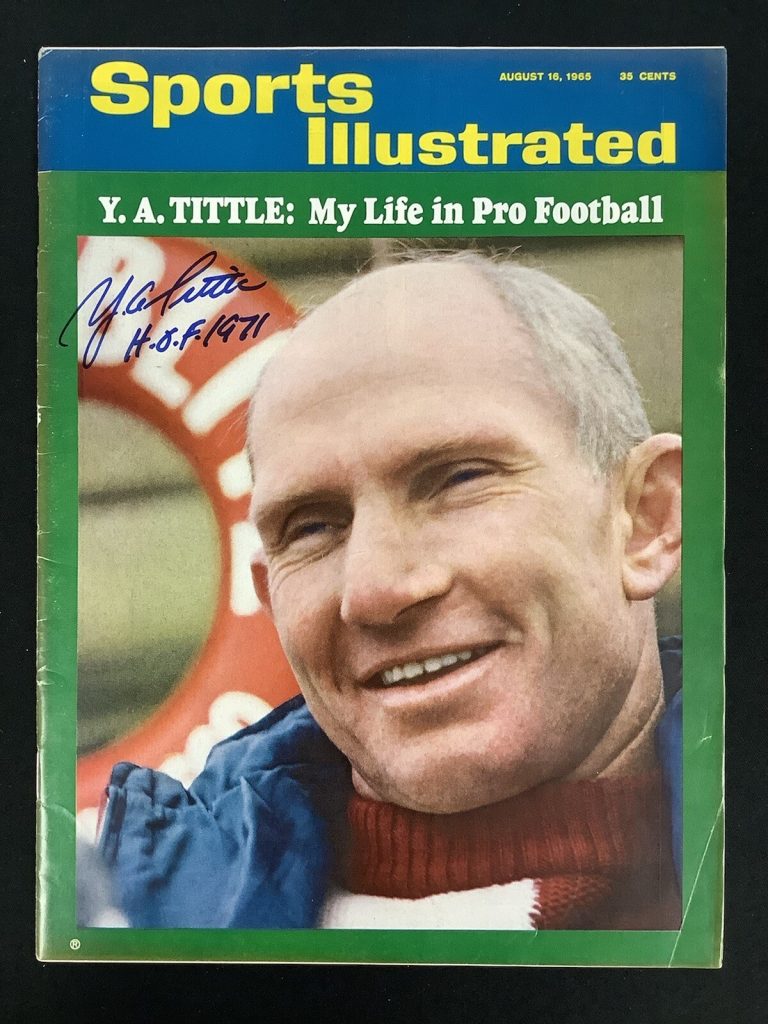 YA Tittle Signed Sports Illustrated 8/16/65 No Label 49er Auto HOF 1971 Insc JSA