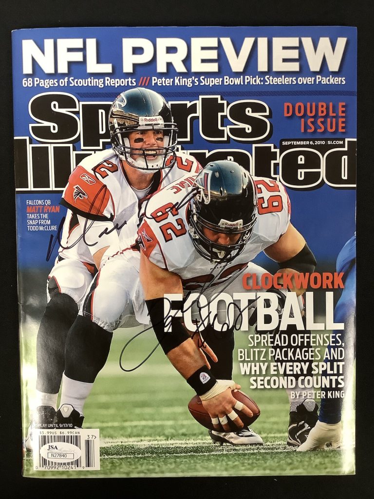 Matt Ryan Sports Illustrated 9/17/10 No Label Falcons Football McClure Auto JSA
