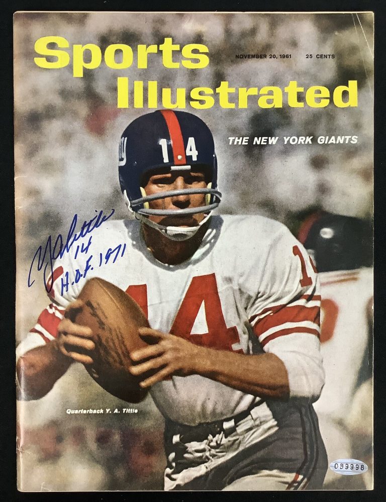 YA Tittle Signed Sports Illustrated 11/20/61 No Label Giants Auto HOF 71 Steiner