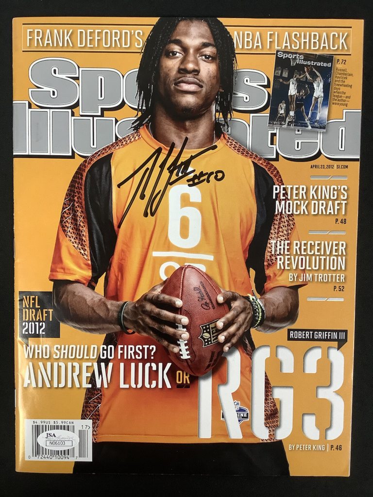 Robert Griffin III Sports Illustrated 4/23/12 No Label Baylor Football Auto JSA