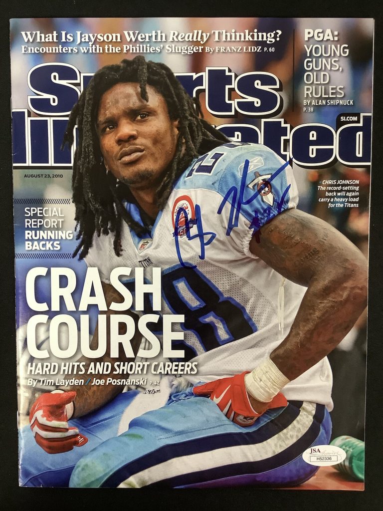 Chris Johnson Sports Illustrated 8/23/10 No Label Titans Jets Football Auto JSA