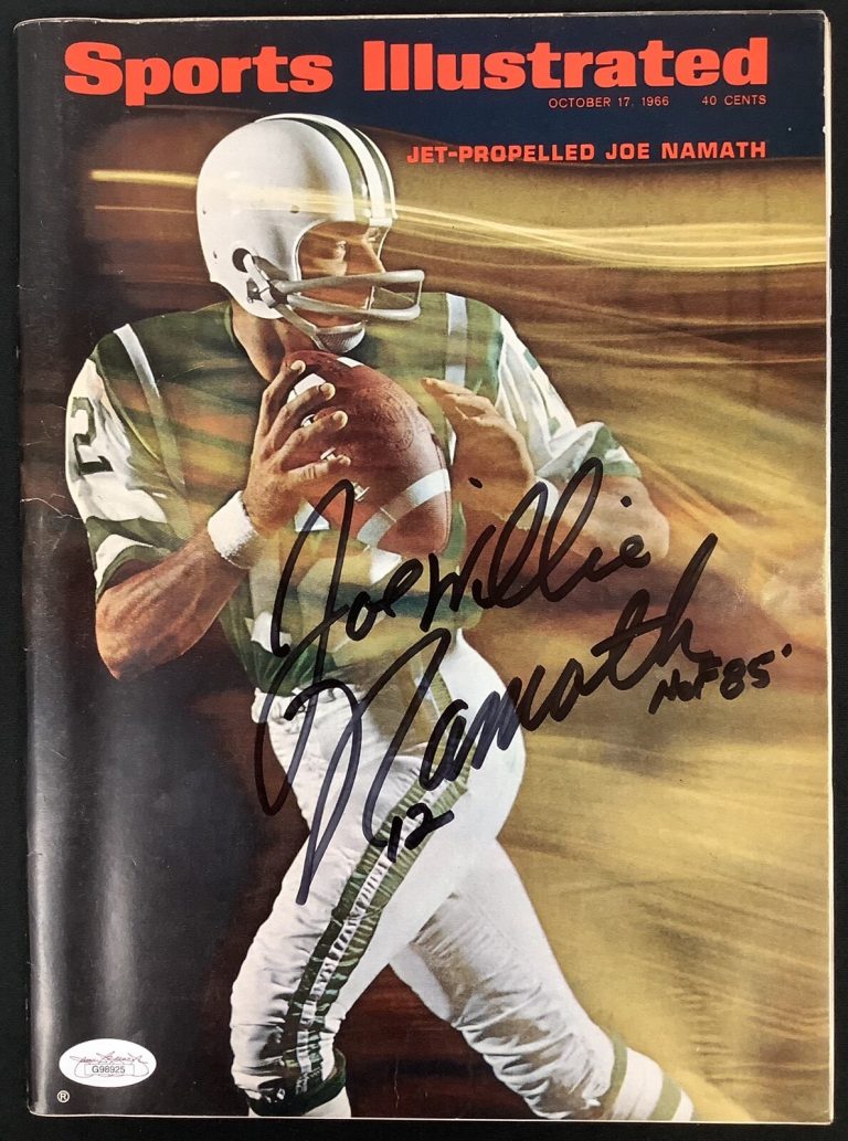 Joe Namath Signed Sports Illustrated 10/17/66 No Label Jets Auto HOF85 Inscr JSA