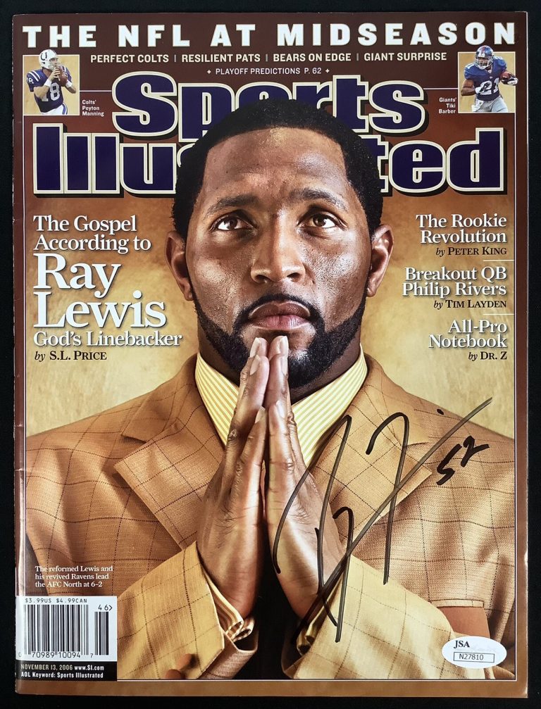 Ray Lewis Signed Sports Illustrated 11/13/06 No Label Ravens Autograph HOF JSA