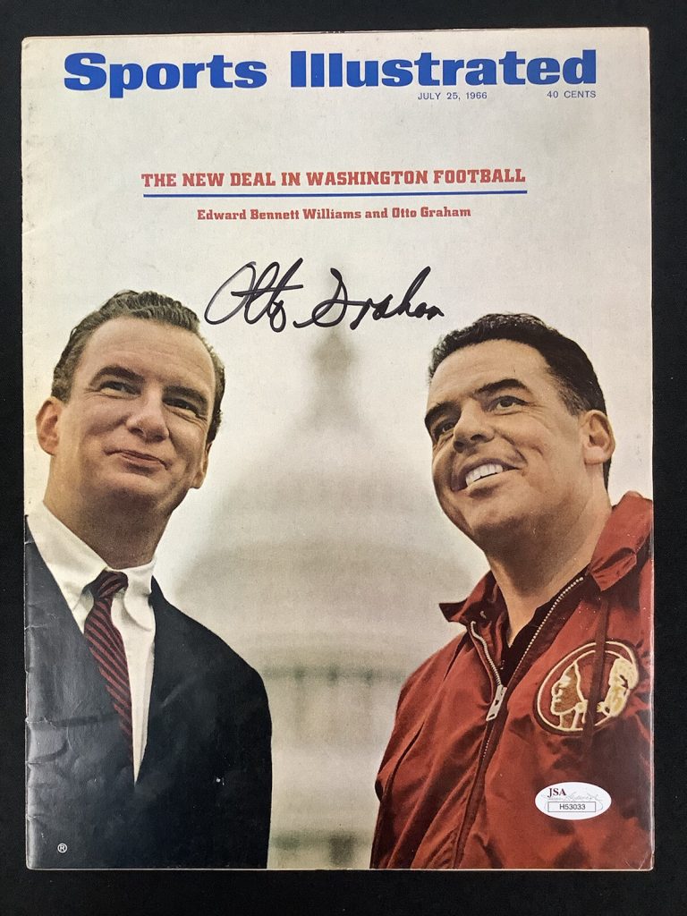 Otto Graham Signed Sports Illustrated Mag 7/25/66 No Label Redskins Auto HOF JSA