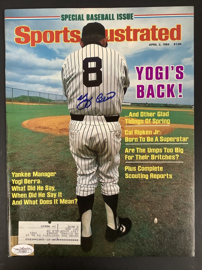 Yogi Berra Signed Sports Illustrated Mag 4/2/84 NY Yankees Autograph HOF JSA