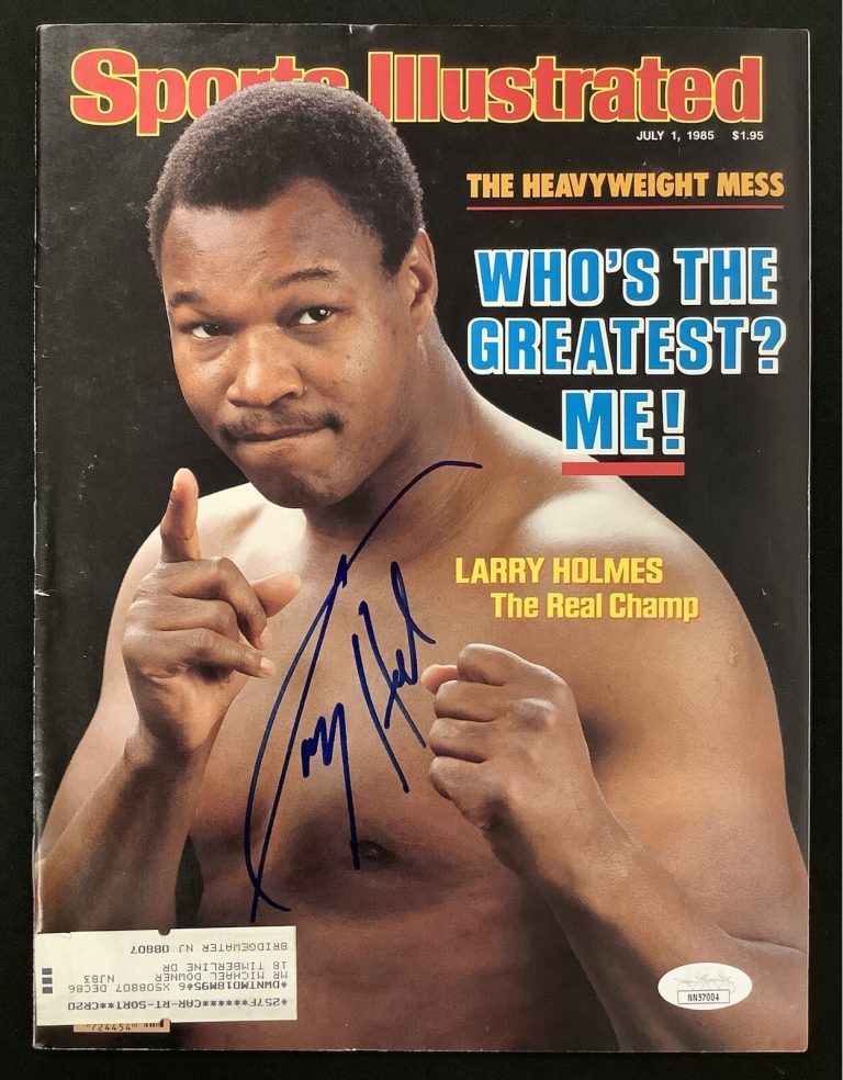 Larry Holmes Signed Sports Illustrated 7/1/85 Boxing Easton Assassin Auto JSA