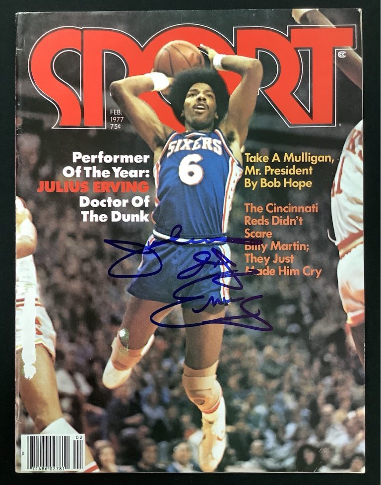 Julius Erving Signed Sport Magazine February 1977 Dr. J Phila 76ers Auto HOF JSA