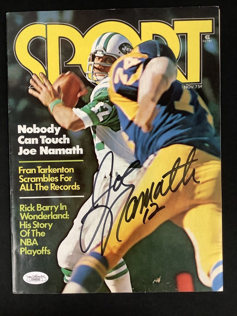 Joe Namath Signed Sport Mag Nov 75 No Label NY Jets Football Autograph HOF JSA