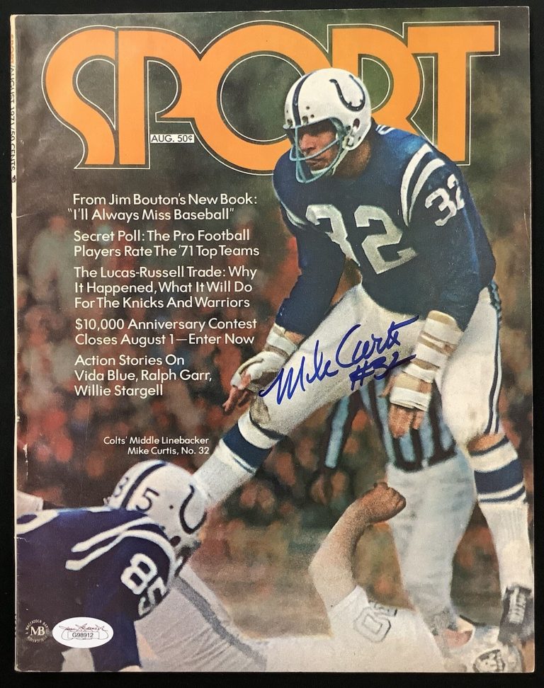 Mike Curtis Signed Sport Magazine August 1971 No Label Colts SBC Autograph JSA