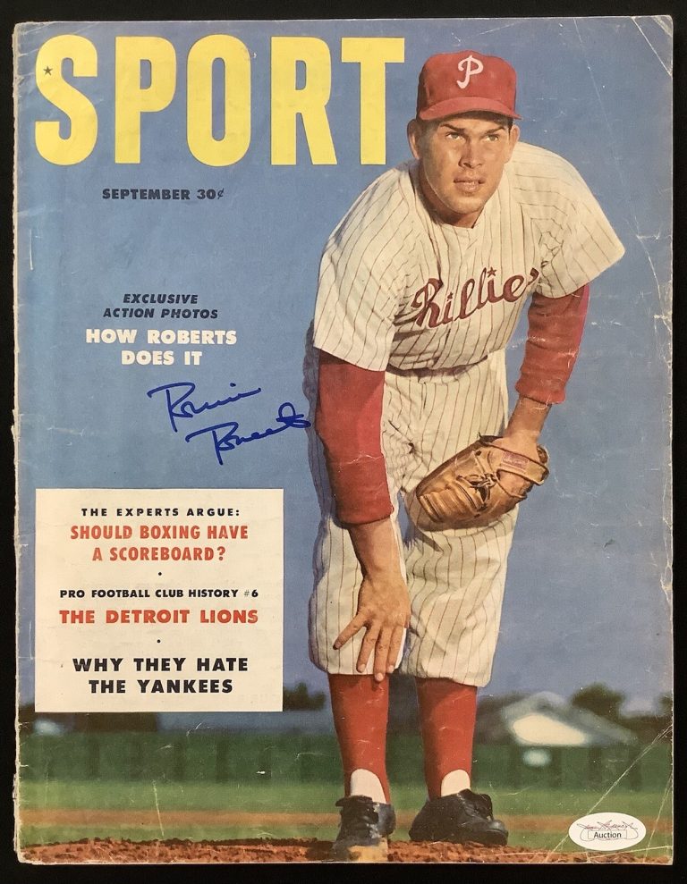 Robin Roberts Signed Sport Mag Sept 1953 No Label Baseball Phillies Auto HOF JSA