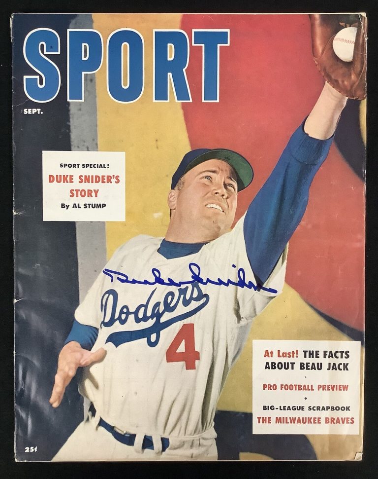 Duke Snider Signed Sport Mag Sept 1955 No Label Brooklyn Dodgers Auto HOF JSA