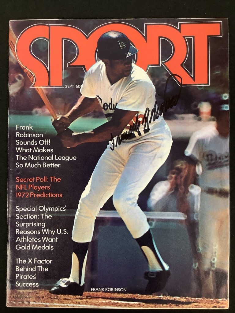 Frank Robinson Signed Sport Magazine Sept 1972 No Label LA Dodgers Auto HOF JSA