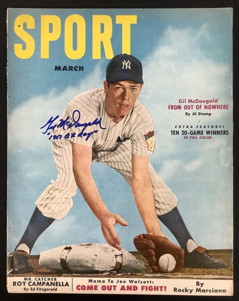 Gil McDougald Signed Sport Magazine March 1952 No Label Yankee Auto ROY Insc JSA