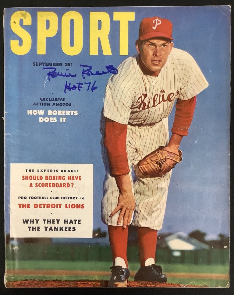 Robin Roberts Signed Sport Mag Sept 1953 No Label Phillies Auto HOF 76 Inscr JSA
