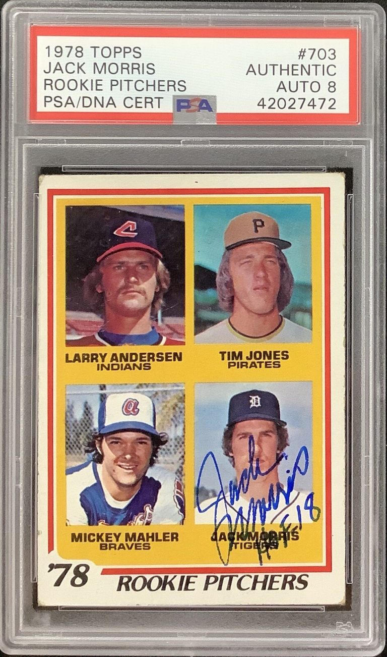 Jack Morris Signed 1978 Topps #703 Rookie Card HOF 2018 Inscrip PSA/DNA Auto 8